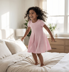 Sweet Bamboo Cap Sleeve Swirly Girl Pink Stripe