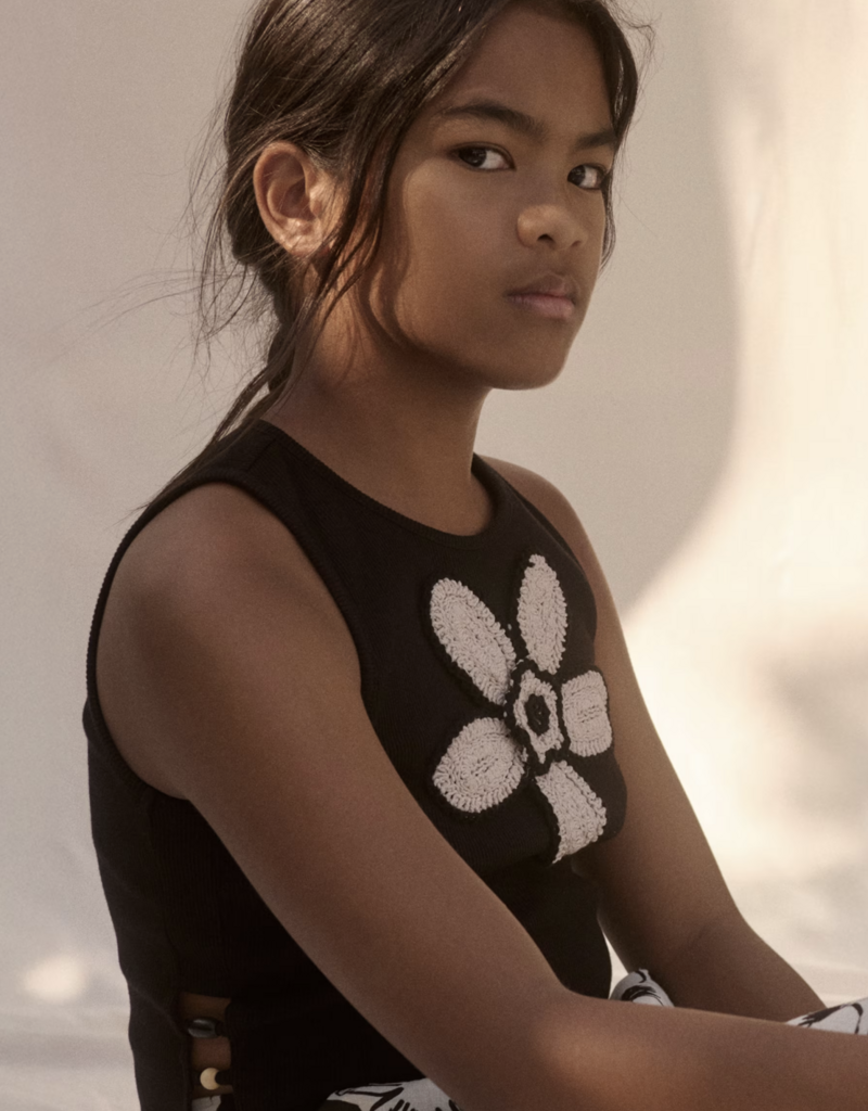 Abel & Lula Black Crochet flower top