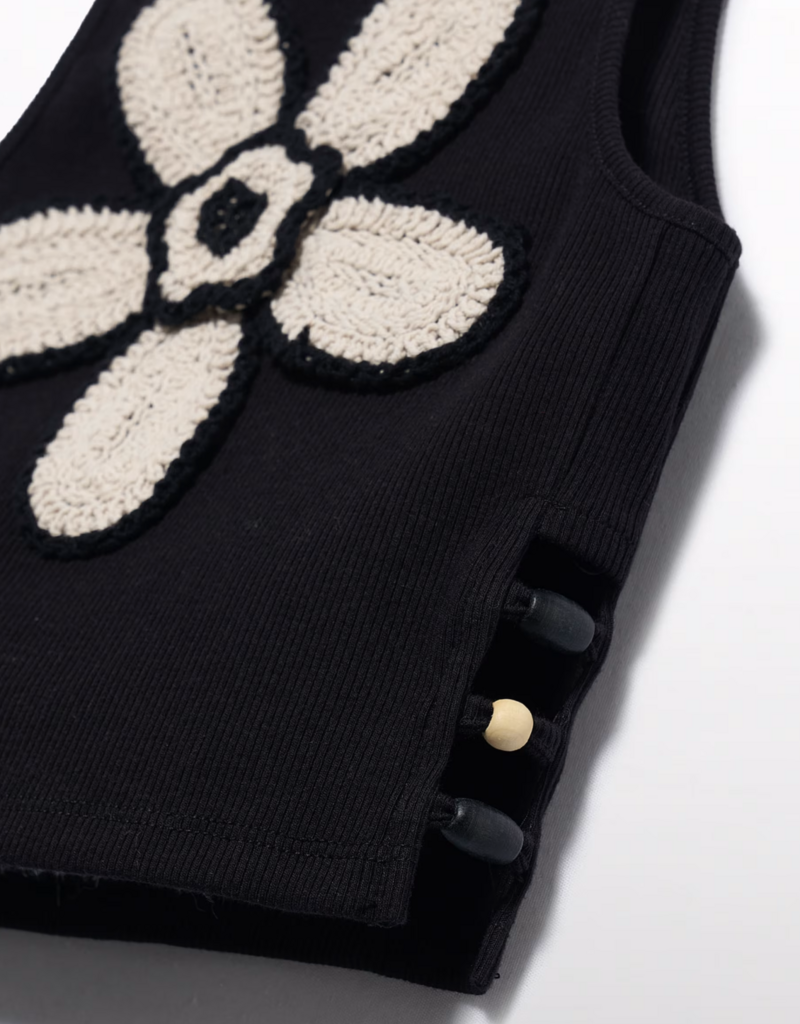 Abel & Lula Black Crochet flower top
