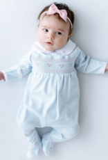 Magnolia Baby Pipers Classic Lt Blue Smocked Collared Footie