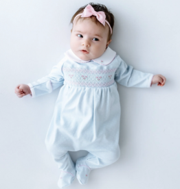 Magnolia Baby Pipers Classic Lt Blue Smocked Collared Footie