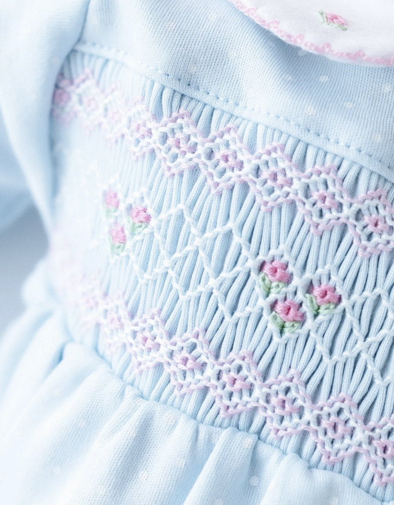 Magnolia Baby Pipers Classic Lt Blue Smocked Collared Footie