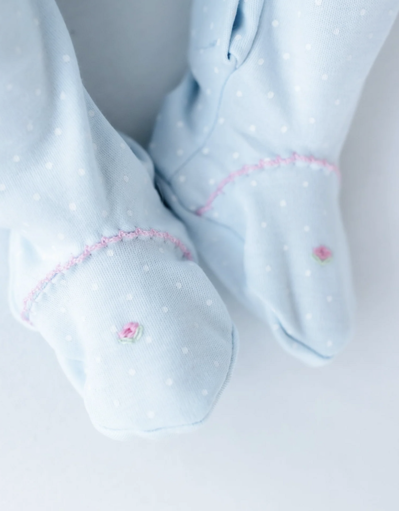 Magnolia Baby Pipers Classic Lt Blue Smocked Collared Footie