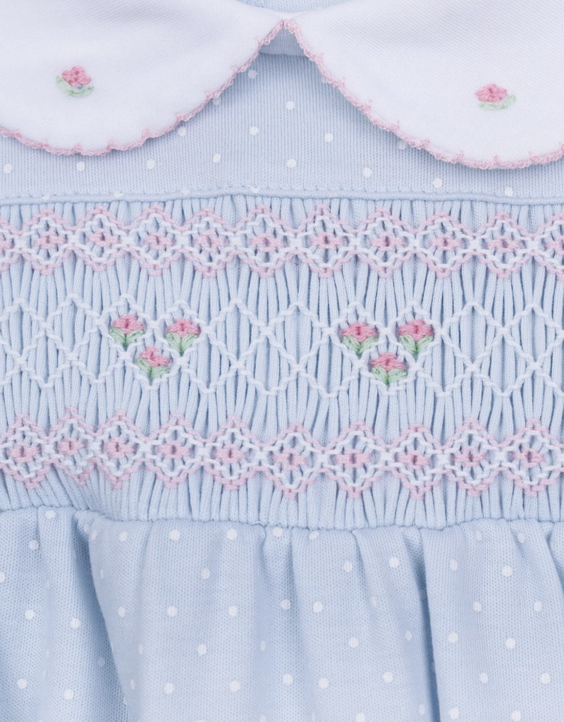 Magnolia Baby Pipers Classic Lt Blue Smocked Collared Footie