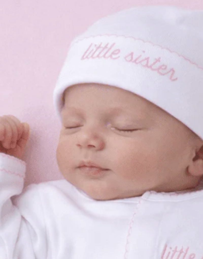Magnolia Baby Little Sister Embroidered Hat White