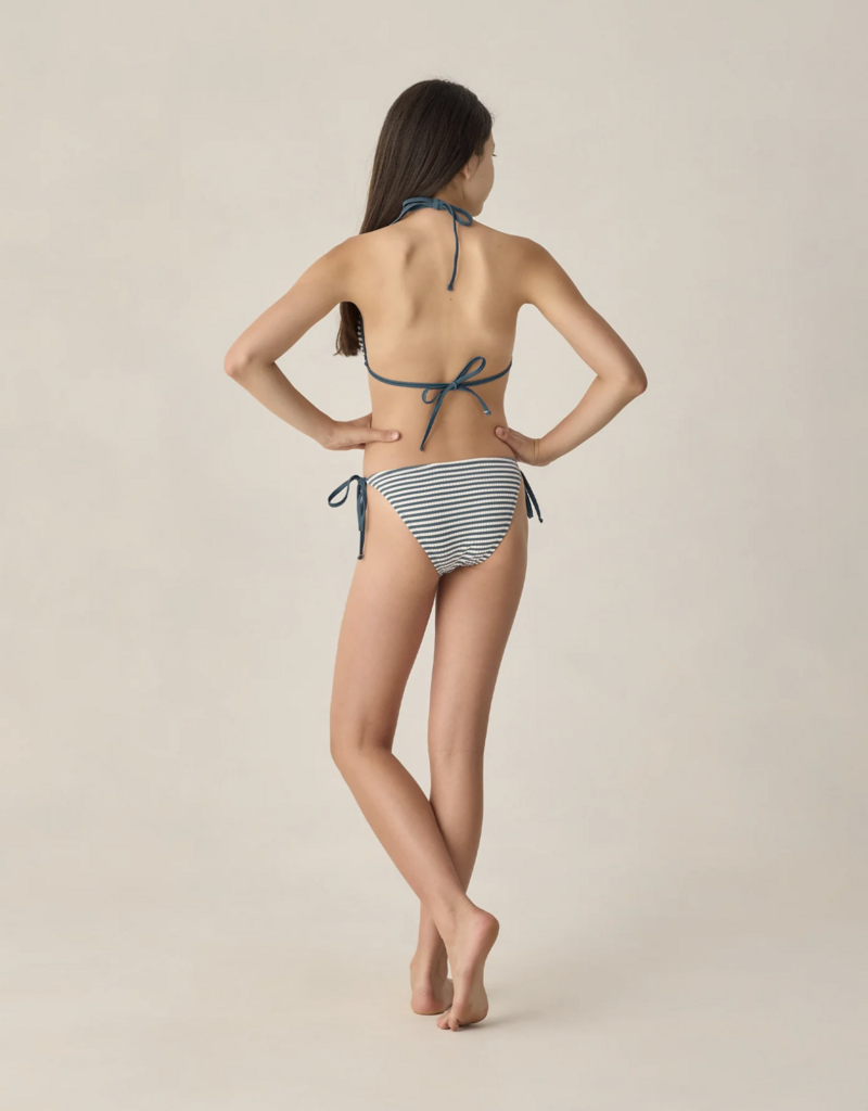 Rylee + Cru Inc. TEEN TRIANGLE BIKINI SET NAVY STRIPE