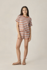Rylee + Cru Inc. TEEN SUMMER KNIT SET POPPY/LIGHT BLUE STRIPE
