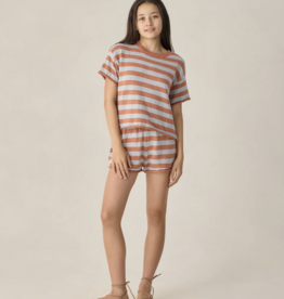 Rylee + Cru Inc. TEEN SUMMER KNIT SET POPPY/LIGHT BLUE STRIPE
