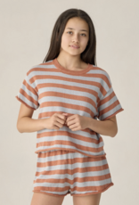 Rylee + Cru Inc. TEEN SUMMER KNIT SET POPPY/LIGHT BLUE STRIPE