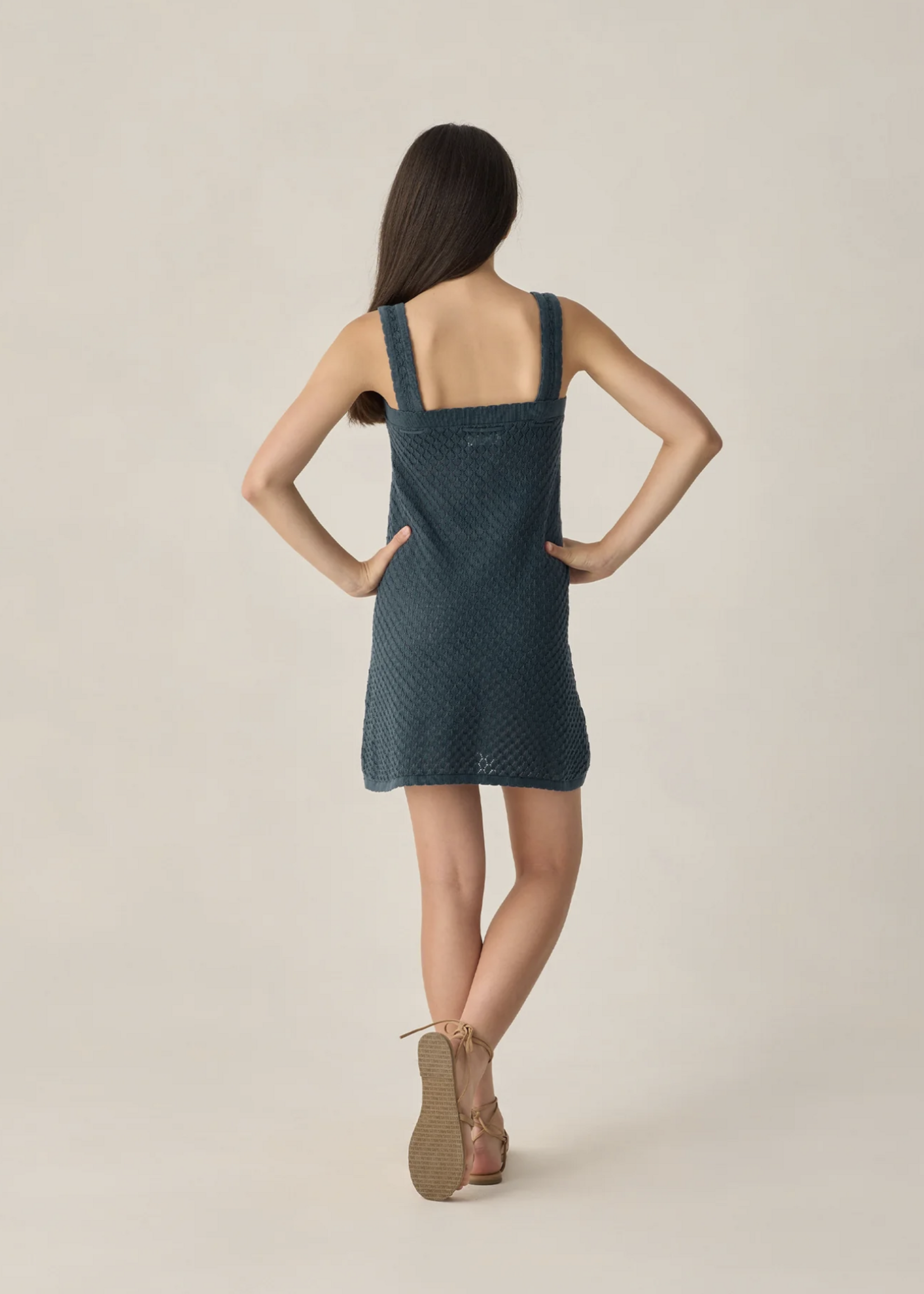 Rylee + Cru LLC TEEN CROCHET MINI DRESS NAVY