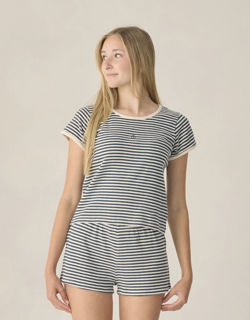 Rylee + Cru Inc. TEEN POINTELLE SHORTS NAVY STRIPE