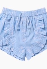 Pink Chicken girls millie ruffle short - blue dewdrop block print