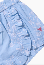 Pink Chicken girls millie ruffle short - blue dewdrop block print