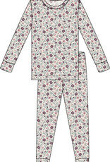 Petit Lem FLOWERED 2PC PJ SET L/S TOP PANT KNIT-BEIGE