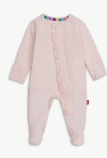 Magnetic Me PIN DOT PINK RUFFLE PLACKET FOOTIE