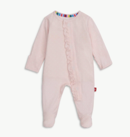 Magnetic Me PIN DOT PINK RUFFLE PLACKET FOOTIE
