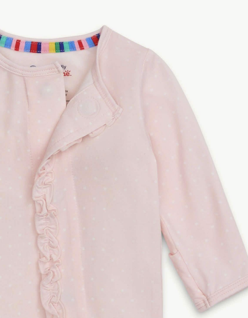 Magnetic Me PIN DOT PINK RUFFLE PLACKET FOOTIE