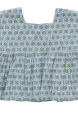 Pink Chicken kamari top - blue prairie block print