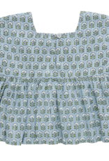 Pink Chicken kamari top - blue prairie block print