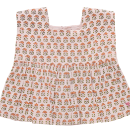 Pink Chicken kamari top - pink prairie block print