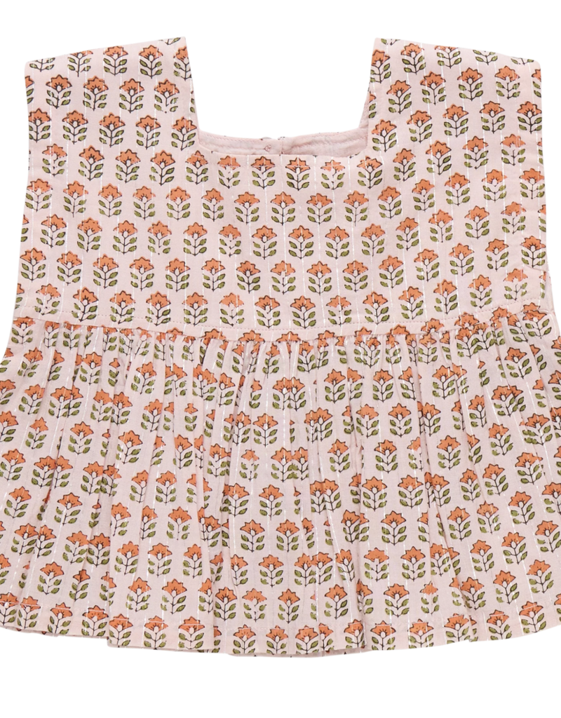 Pink Chicken kamari top - pink prairie block print