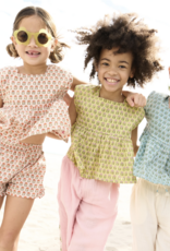 Pink Chicken kamari top - pink prairie block print