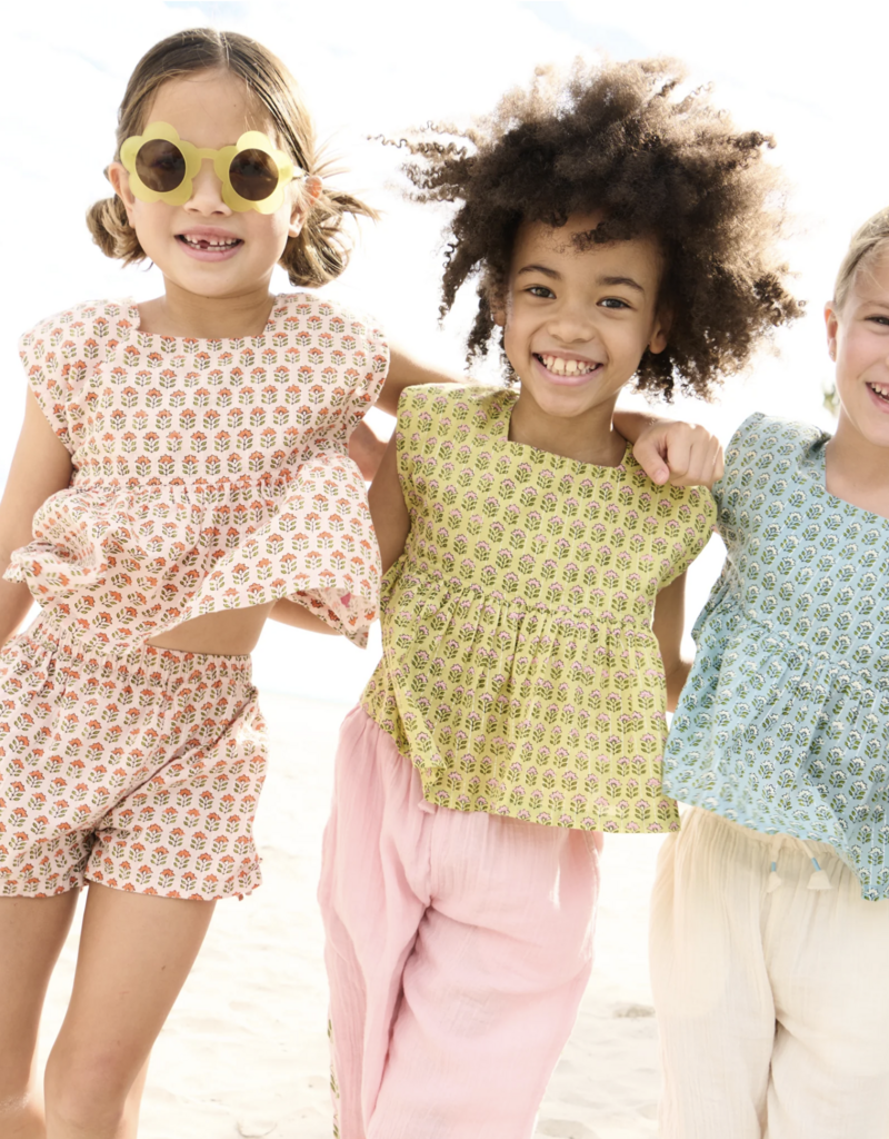 Pink Chicken kamari top - pink prairie block print