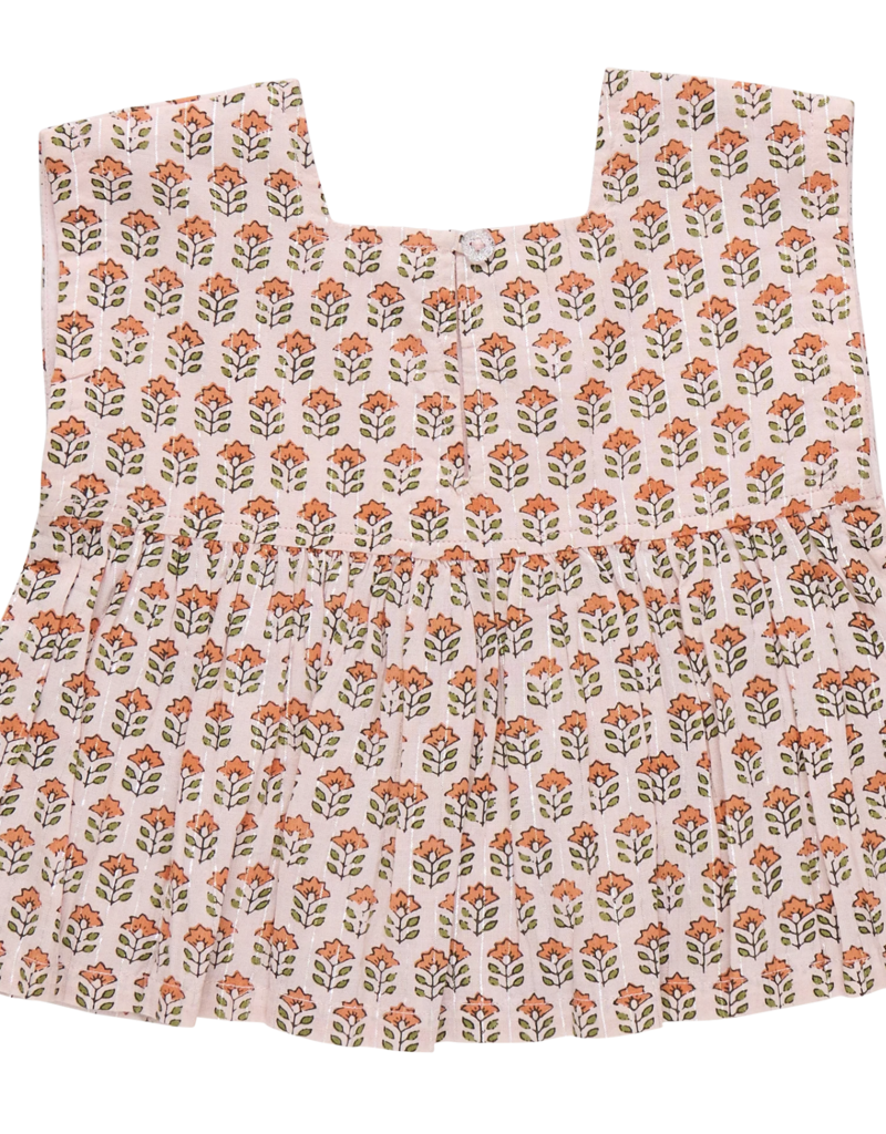 Pink Chicken kamari top - pink prairie block print