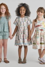 Pink Chicken jules short - blue prairie block print