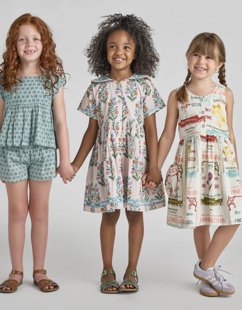 Pink Chicken jules short - blue prairie block print