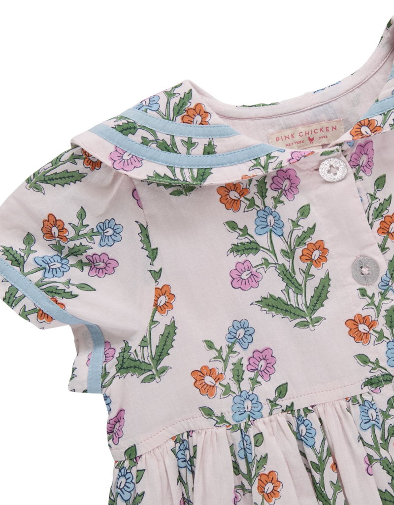 Pink Chicken elowen dress - pink dewdrop block print