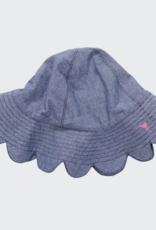Pink Chicken baby girls scallop sun hat - chambray