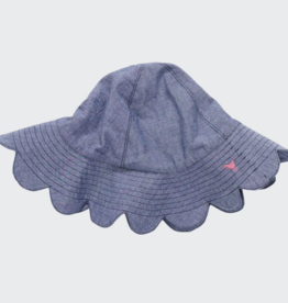 Pink Chicken baby girls scallop sun hat - chambray