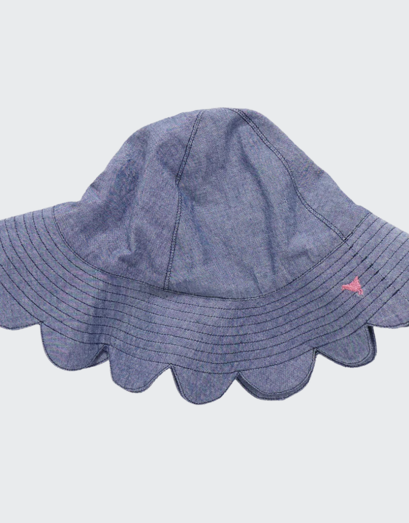 Pink Chicken baby girls scallop sun hat - chambray