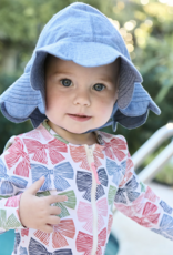 Pink Chicken baby girls scallop sun hat - chambray