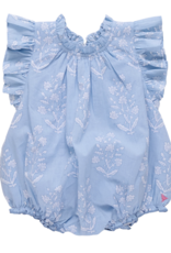 Pink Chicken baby girls harper bubble - blue dewdrop block print