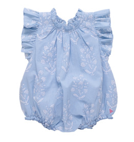 Pink Chicken baby girls harper bubble - blue dewdrop block print