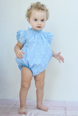 Pink Chicken baby girls harper bubble - blue dewdrop block print