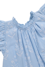 Pink Chicken baby girls harper bubble - blue dewdrop block print