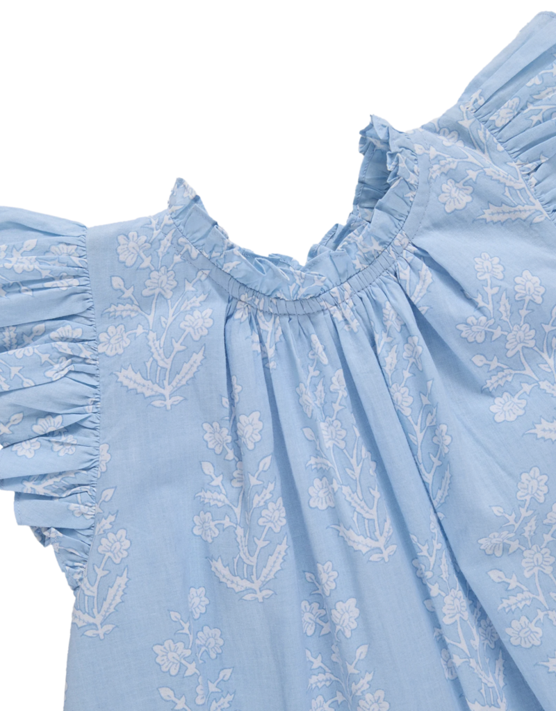 Pink Chicken baby girls harper bubble - blue dewdrop block print