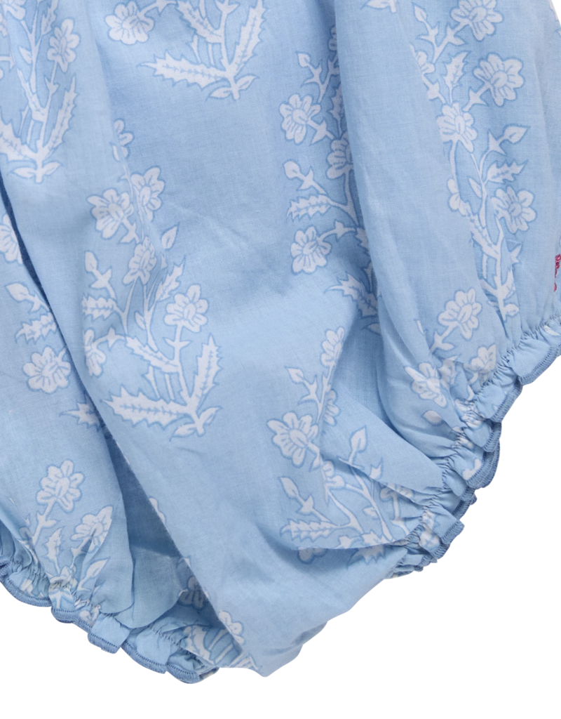 Pink Chicken baby girls harper bubble - blue dewdrop block print