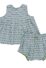 Pink Chicken baby girls jaipur 2-pc set - blue prairie block print