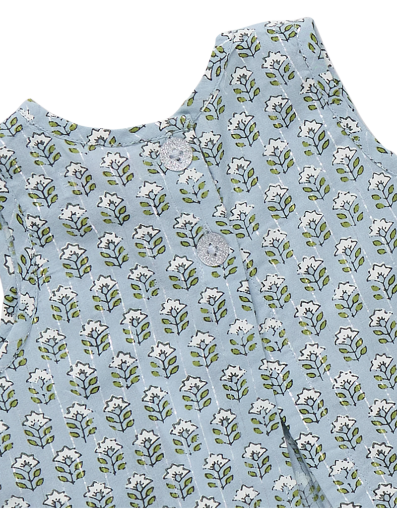 Pink Chicken baby girls jaipur 2-pc set - blue prairie block print