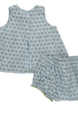 Pink Chicken baby girls jaipur 2-pc set - blue prairie block print