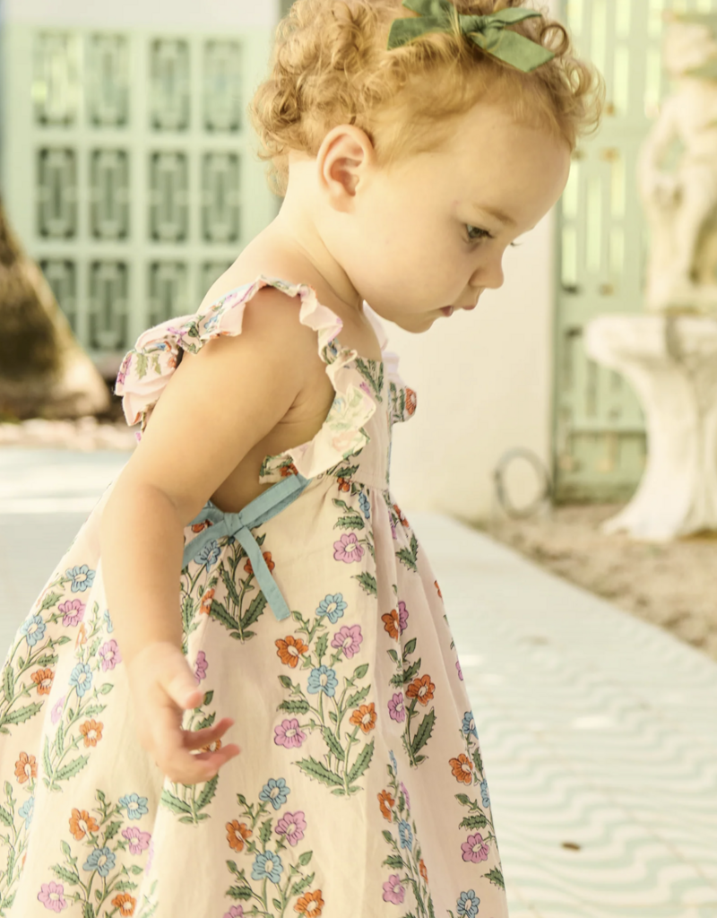 Pink Chicken baby girls ailee dress set pink dewdrop block print