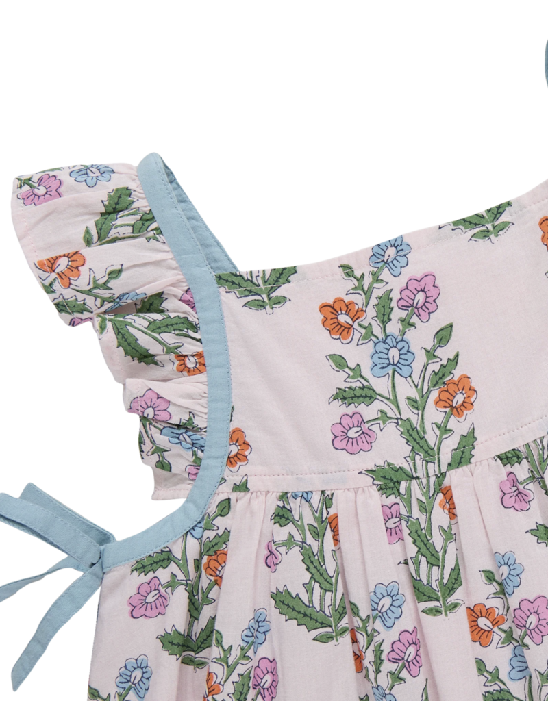 Pink Chicken baby girls ailee dress set pink dewdrop block print