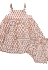 Pink Chicken baby girls tia dress set - pink prairie block print