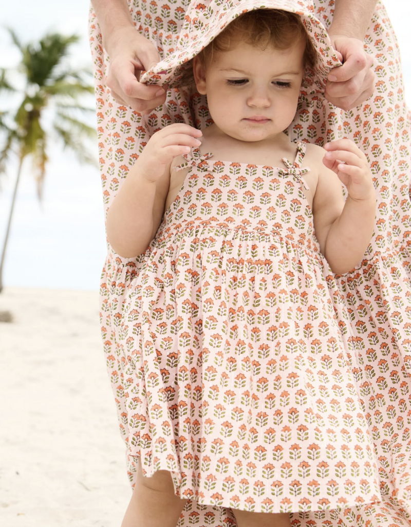 Pink Chicken baby girls tia dress set - pink prairie block print