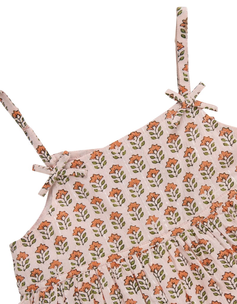 Pink Chicken baby girls tia dress set - pink prairie block print