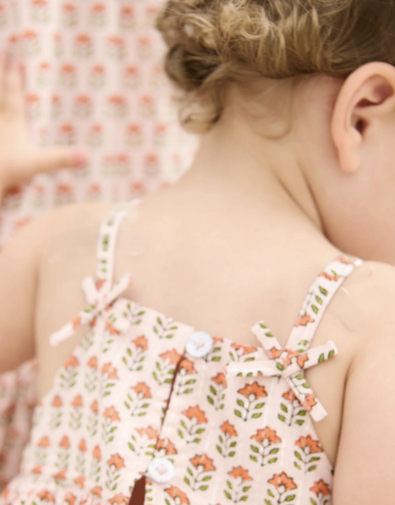 Pink Chicken baby girls tia dress set - pink prairie block print